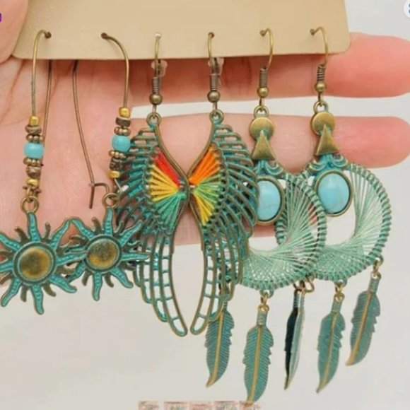 Jewelry - 3 Pairs Of Boho Earrings NWOT